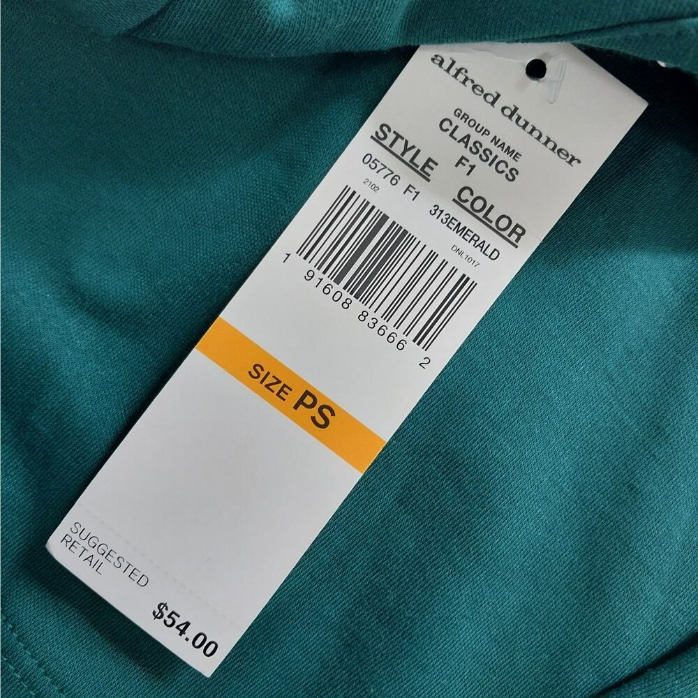 NWT@$54! ALFRED DUNNER! EMERALD GREEN 3/4 SLEEVED, SILVER STUDDED TOP SZ PS - Picture 6 of 9